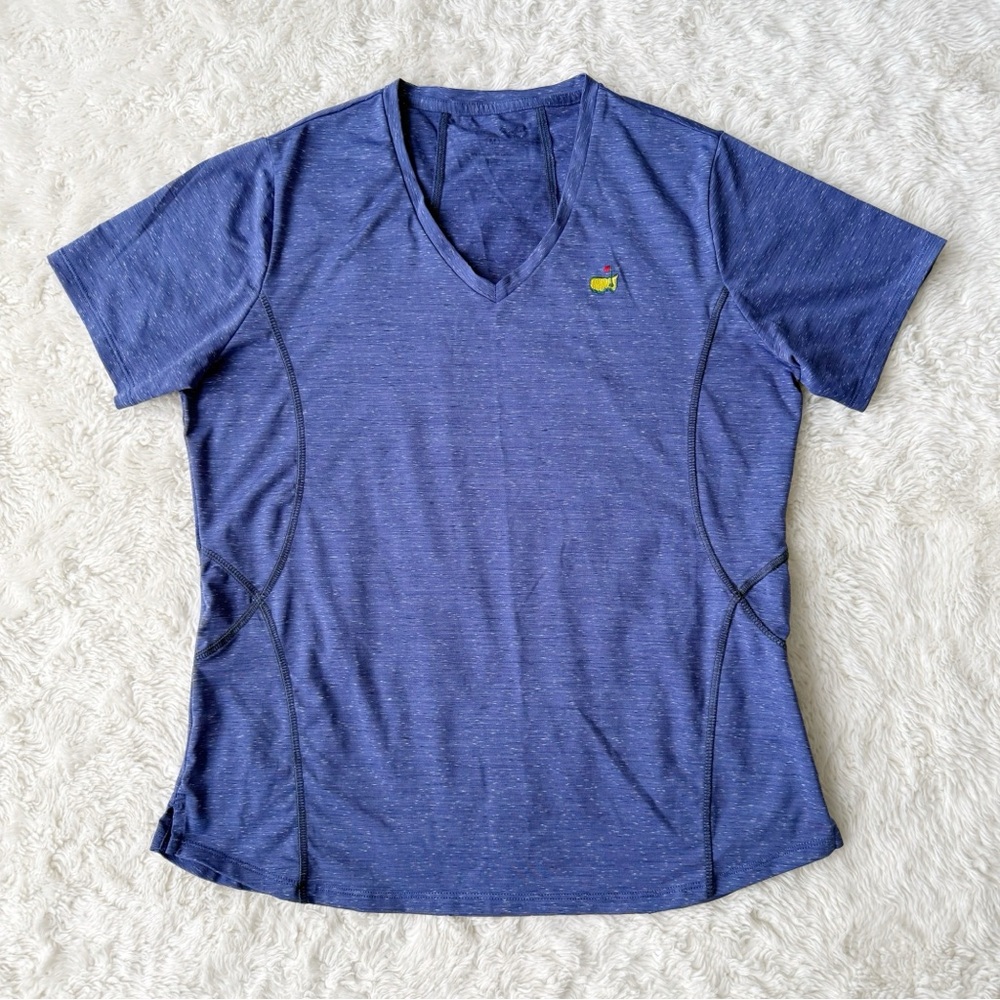 Magnolia Lane Masters Golf Women Purple Technical Performance V-Neck Top MEDIUM